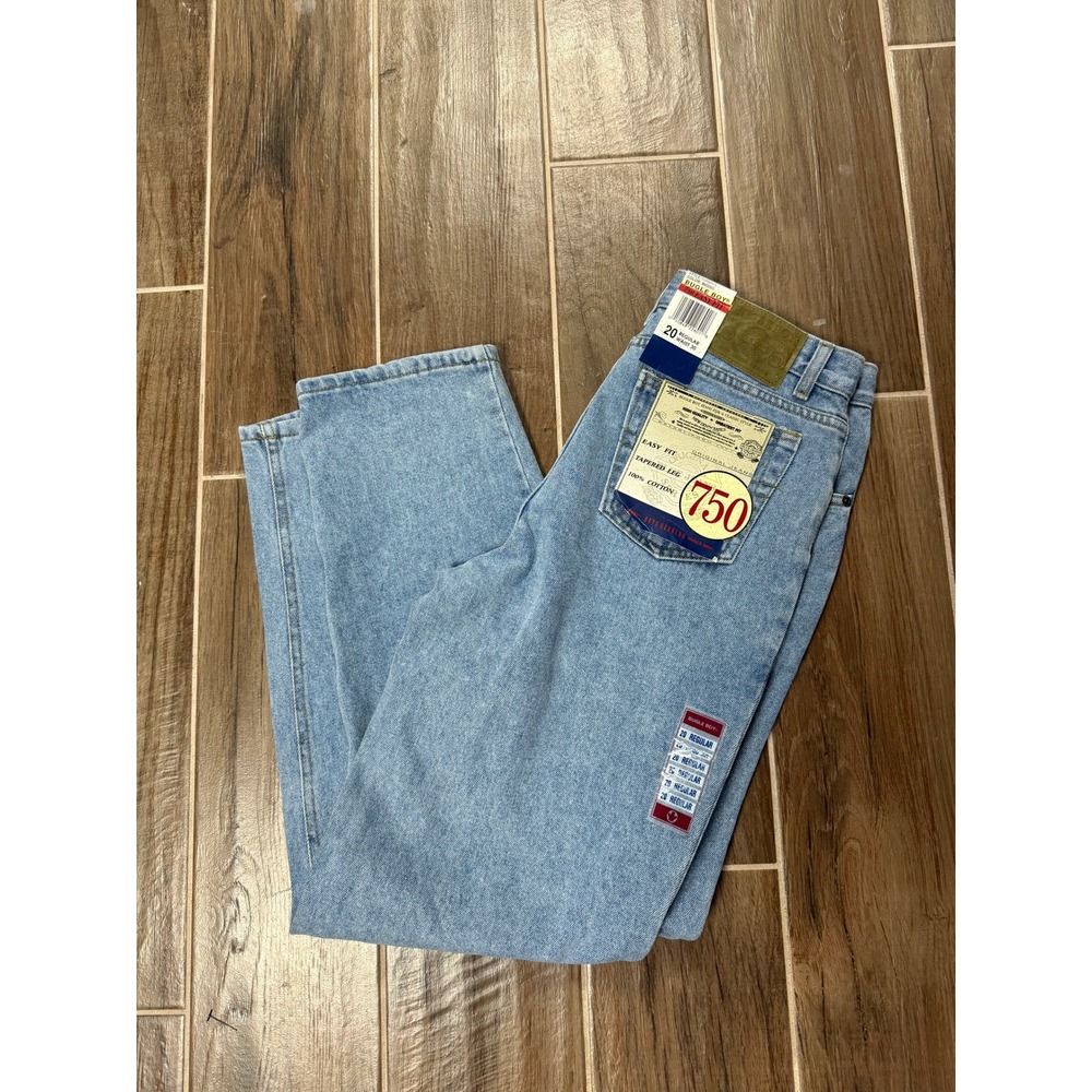 Vintage Bugle Boy 750 Easy Fit Tapered Leg Jeans Light Wash Indigo 20 Regular